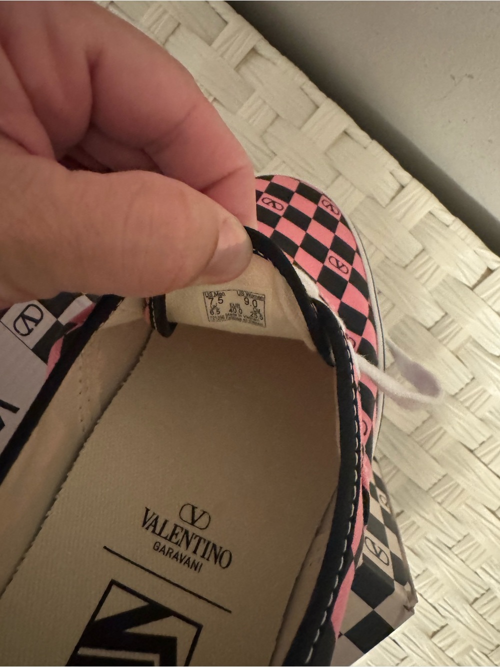 Valentino & Vans Collaboration: Pink/Black Checkered Sneakers, size 9 - Picture 9 of 9